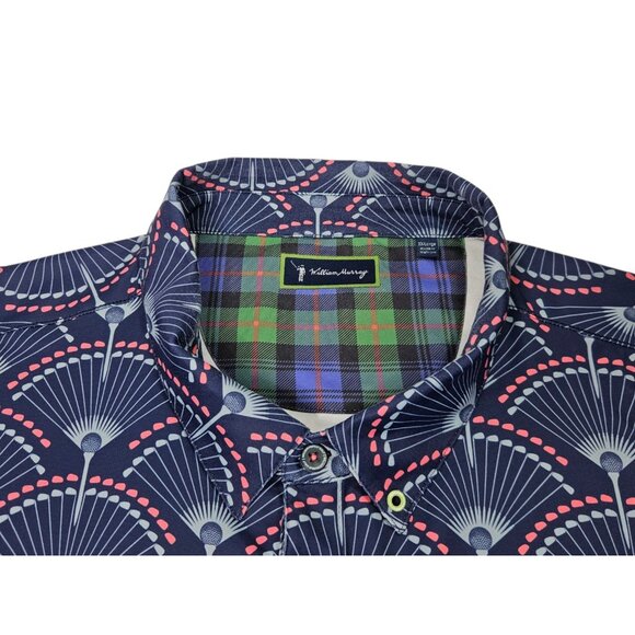 William Murray Polo Shirt Golf Clubs All Over Print Men's XXL Blue Performance - Picture 10 of 12